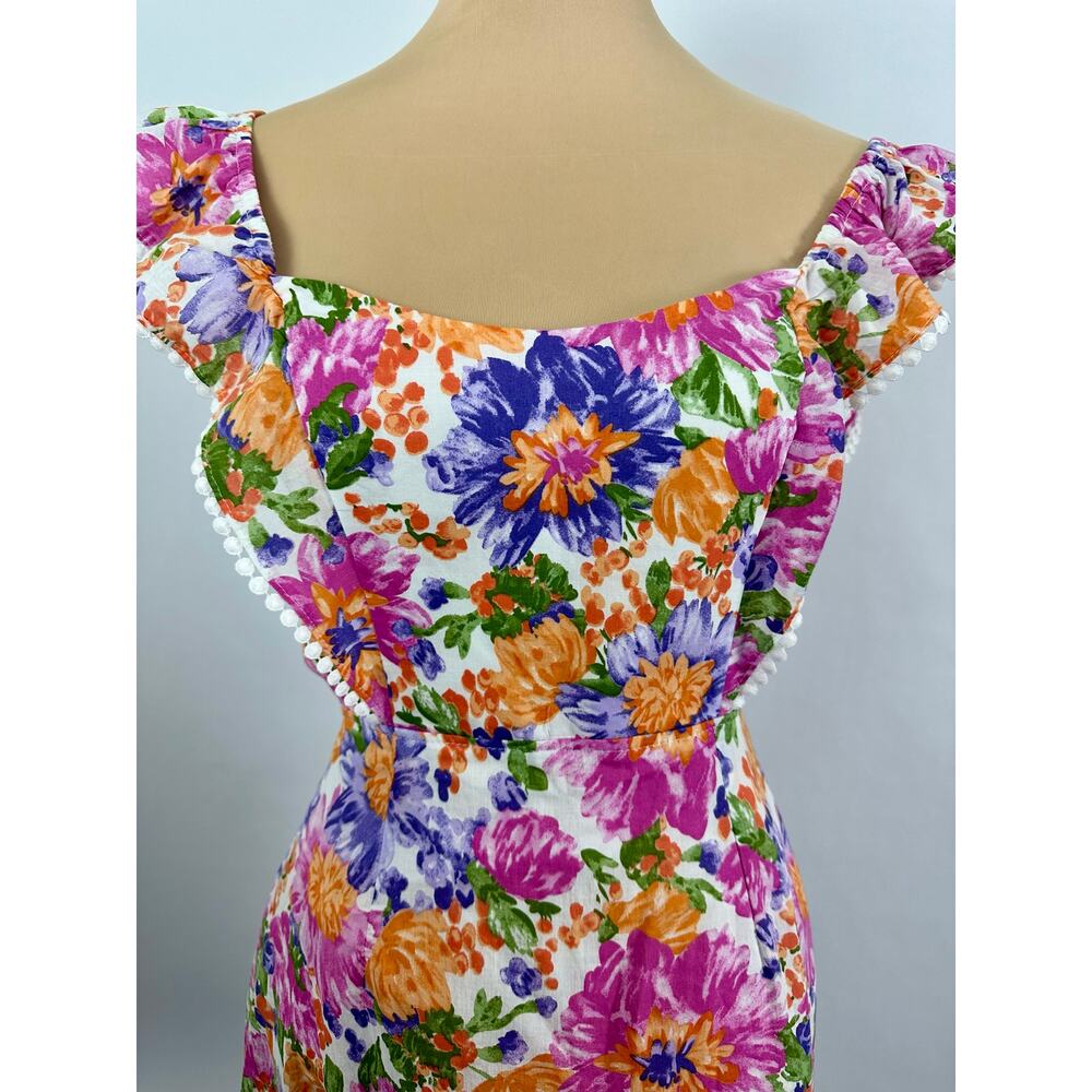 Hello Molly Floral Ruffle Mini Dress Backless Coquette Festival Boho Size 8 - Picture 8 of 16